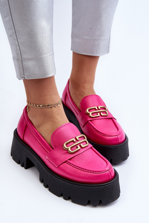 Mocasines para mujer Zazoo 20164 de cuero natural, rosa