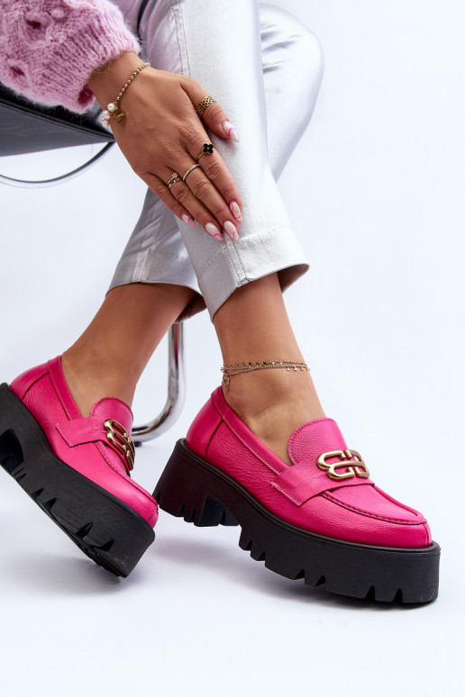 Mocasines para mujer Zazoo 20164 de cuero natural, rosa