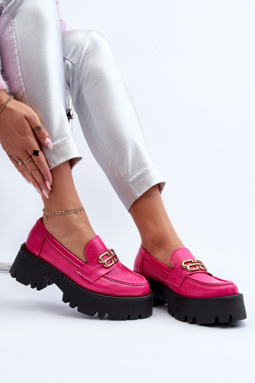 Mocasines para mujer Zazoo 20164 de cuero natural, rosa
