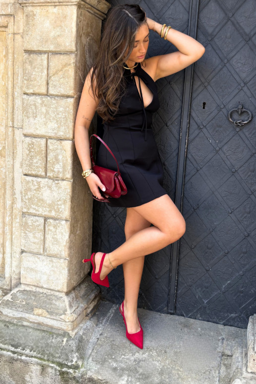 Sandalias de mujer con tacones delgados en ante rojo Saria