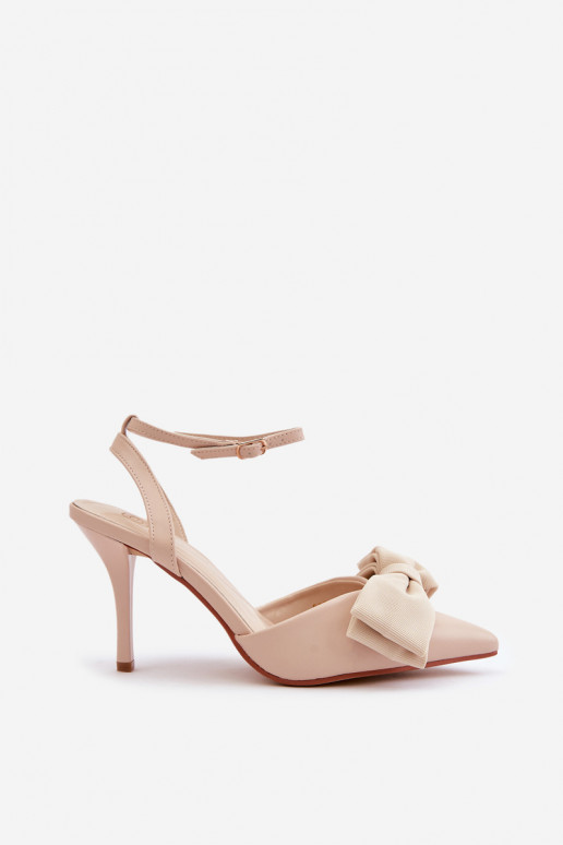 Zapatos de tacón beige con cintas de cuero sintético Volamia