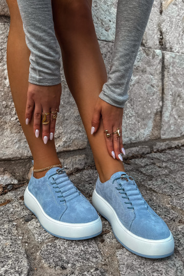 Zapatillas de plataforma azules de ante sintético Blushy
