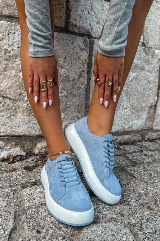 Zapatillas de plataforma azules de ante sintético Blushy