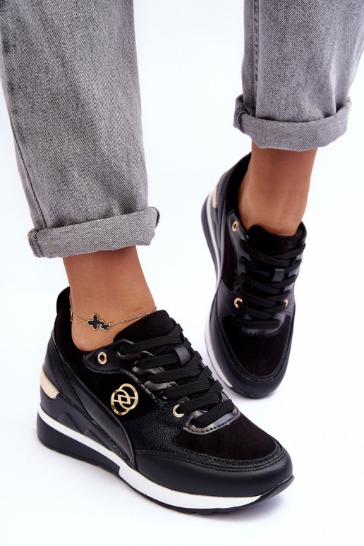Zapatillas deportivas negras para mujer con plataforma Genova