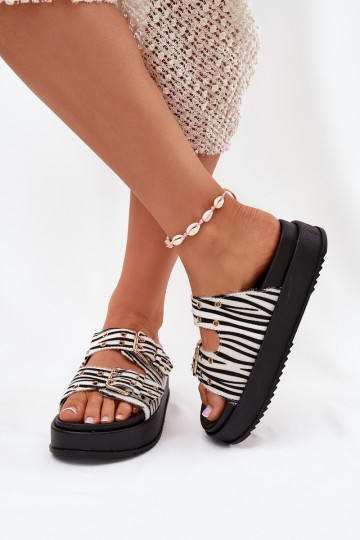 Zapatillas doradas para mujer con hebillas y plataforma Zebra Virvania 2