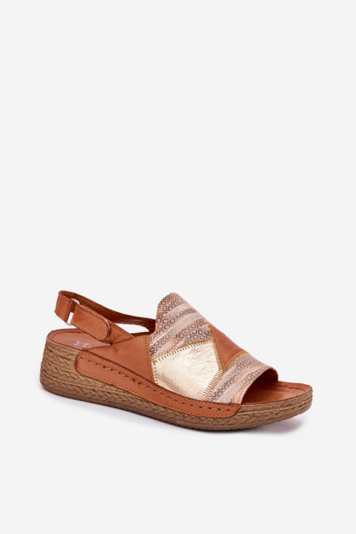 Sandalias marrones para mujer con plataforma Braid Tai turiciejka L7067-29