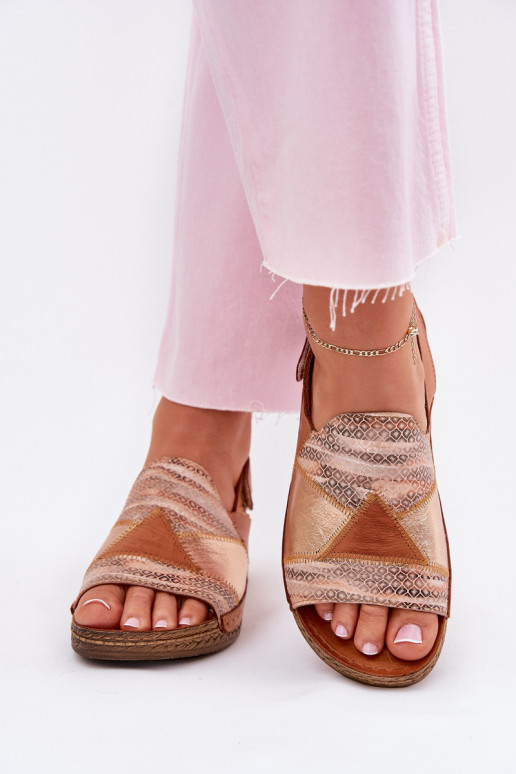 Sandalias marrones para mujer con plataforma Braid Tai turiciejka L7067-29