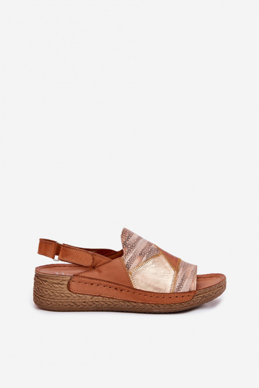 Sandalias marrones para mujer con plataforma Braid Tai turiciejka L7067-29