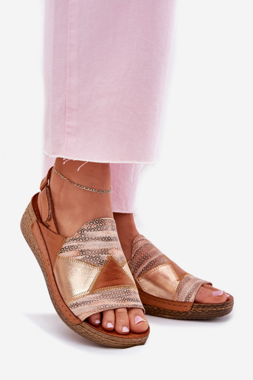 Sandalias marrones para mujer con plataforma Braid Tai turiciejka L7067-29