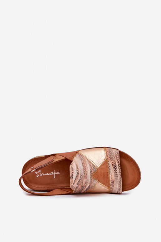 Sandalias marrones para mujer con plataforma Braid Tai turiciejka L7067-29