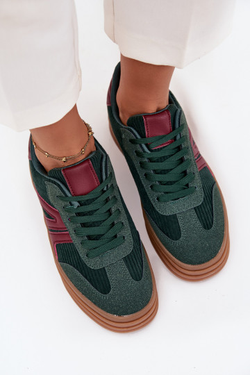 Zapatillas deportivas verdes de terciopelo con plataforma Skye