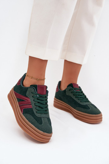 Zapatillas deportivas verdes de terciopelo con plataforma Skye 2