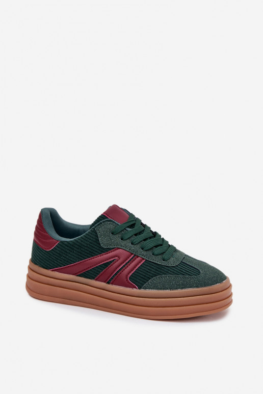 Zapatillas deportivas verdes de terciopelo con plataforma Skye