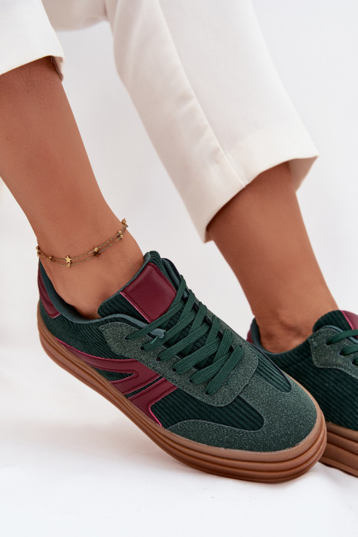 Zapatillas deportivas verdes de terciopelo con plataforma Skye
