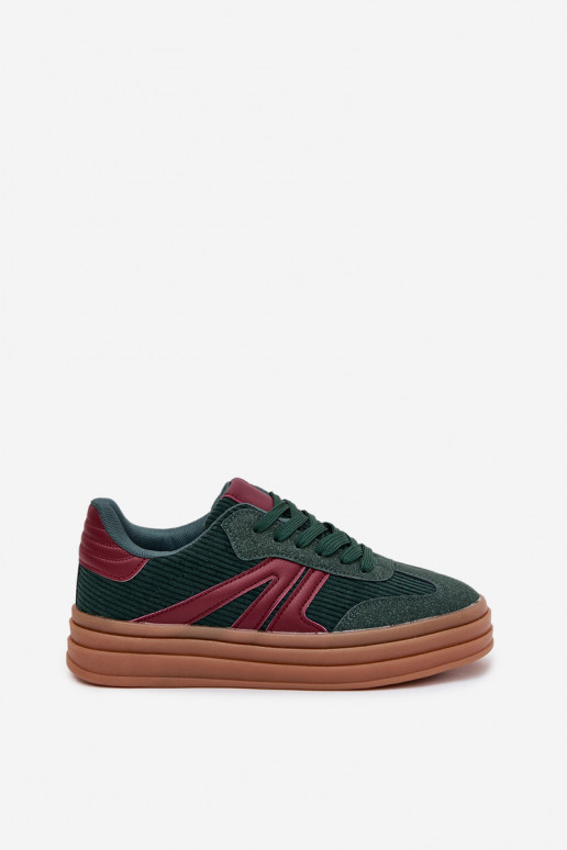 Zapatillas deportivas verdes de terciopelo con plataforma Skye