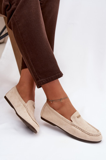 Mocasines beiges para mujer con detalles dorados Sarivelle 2