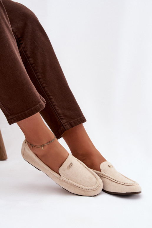 Mocasines beiges para mujer con detalles dorados Sarivelle