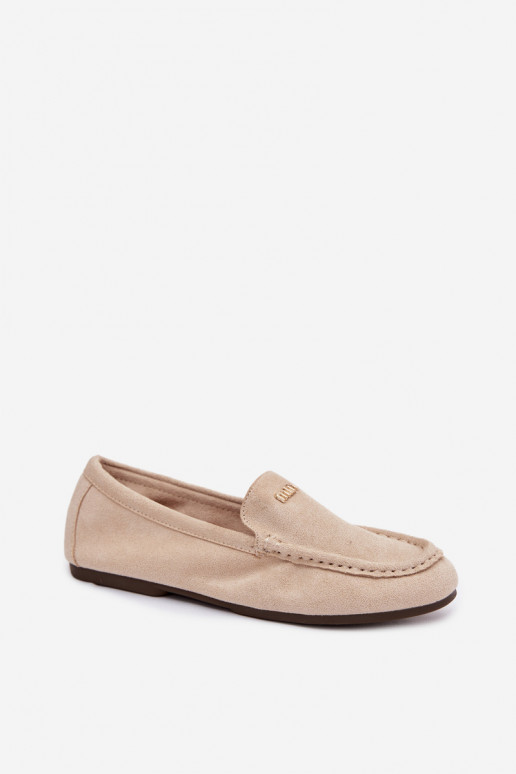 Mocasines beiges para mujer con detalles dorados Sarivelle