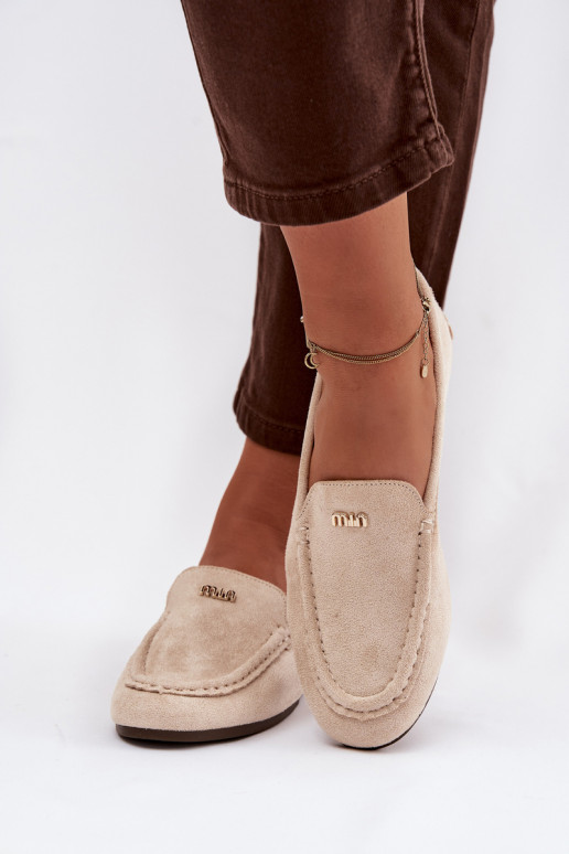 Mocasines beiges para mujer con detalles dorados Sarivelle