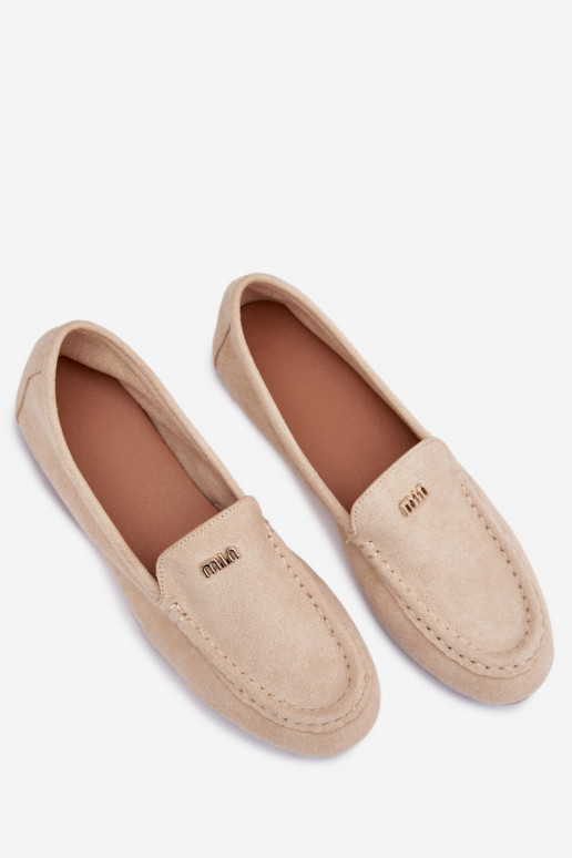 Mocasines beiges para mujer con detalles dorados Sarivelle