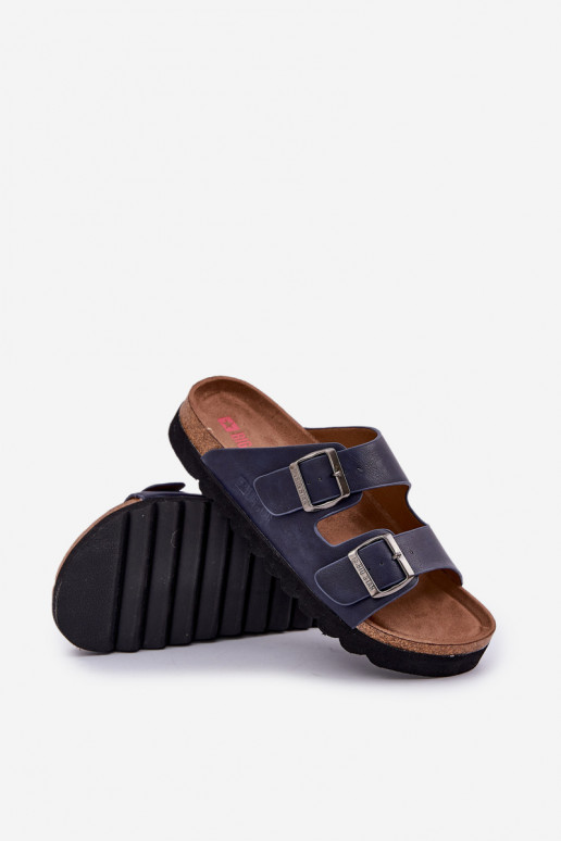 Pantuflas ligeras para hombre con hebillas de eco cuero Big Star NN174530 color azul marino