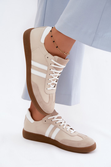 Zapatillas bajas de cuero para mujer Zazoo N1068 en color arena