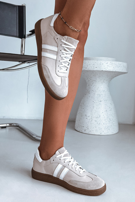 Zapatillas bajas de cuero para mujer Zazoo N1068 en color arena