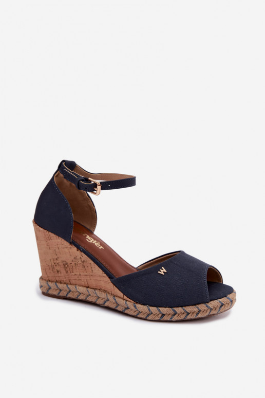 Sandalias de mujer azul oscuro con plataforma Su Braid INrangler 20261086.29Y