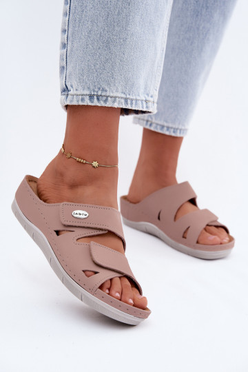 Zapatillas de cuero para mujer rosas con cierres adhesivos Inblu OE0001GU