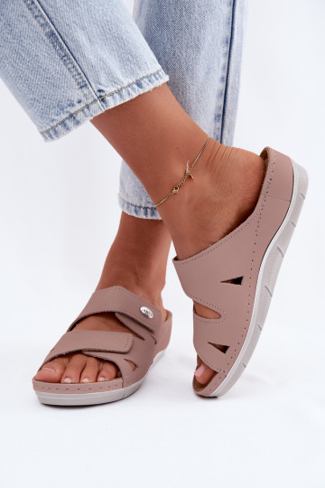 Zapatillas de cuero para mujer rosas con cierres adhesivos Inblu OE0001GU 2