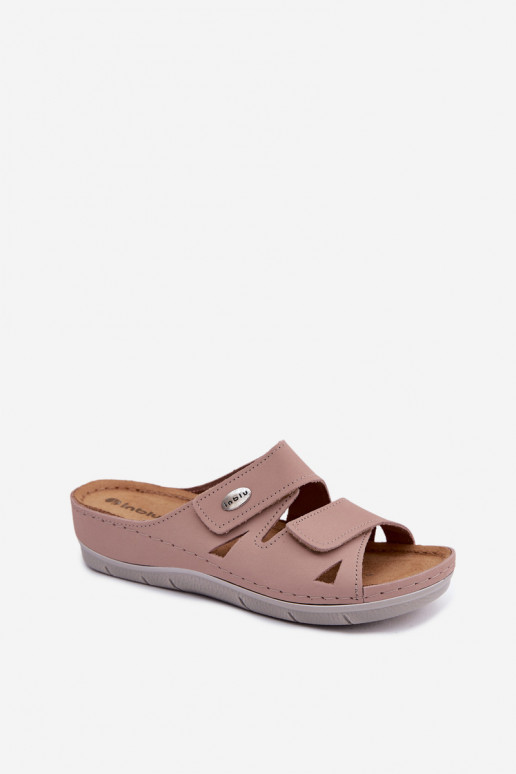 Zapatillas de cuero para mujer rosas con cierres adhesivos Inblu OE0001GU