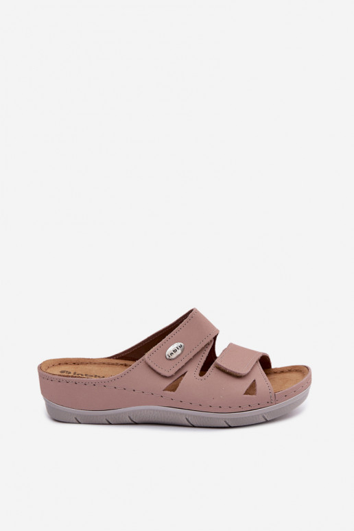 Zapatillas de cuero para mujer rosas con cierres adhesivos Inblu OE0001GU