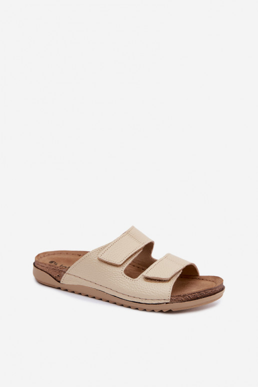 Zapatillas de cuero para mujer color marfil Inblu AA0005GU