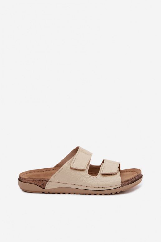 Zapatillas de cuero para mujer color marfil Inblu AA0005GU