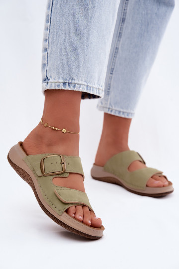 Zapatillas verdes para mujer con hebillas y cierres adhesivos INBLU LL000006