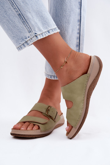 Zapatillas verdes para mujer con hebillas y cierres adhesivos INBLU LL000006 2