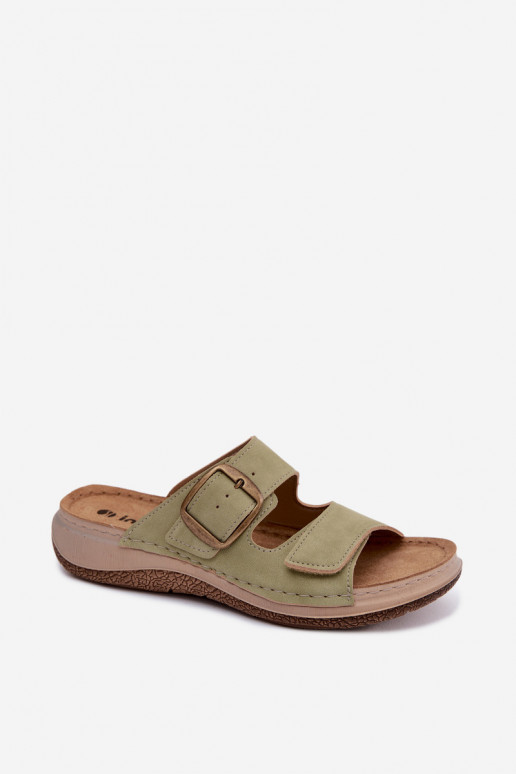 Zapatillas verdes para mujer con hebillas y cierres adhesivos INBLU LL000006