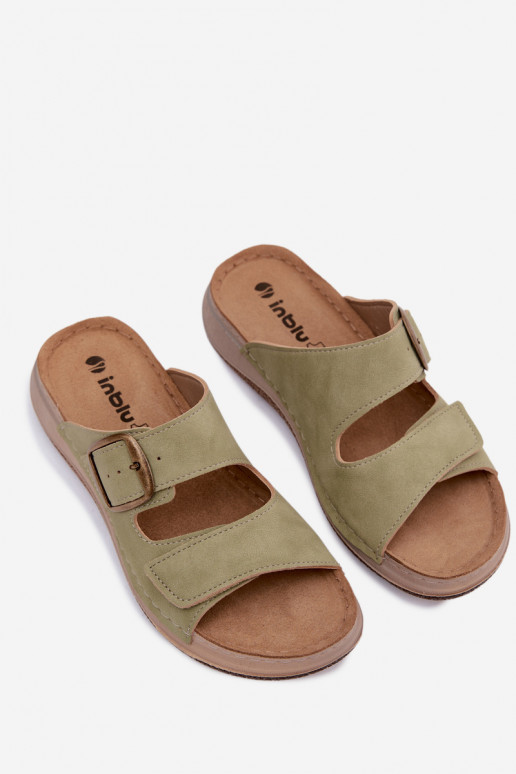 Zapatillas verdes para mujer con hebillas y cierres adhesivos INBLU LL000006