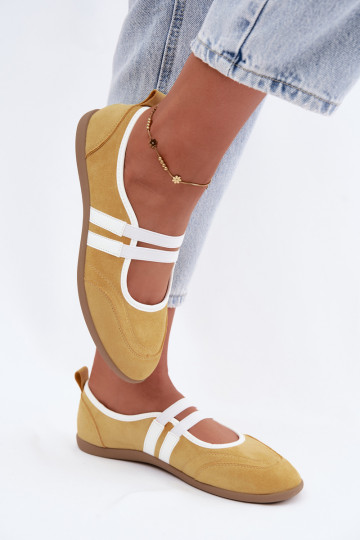 Bailarinas amarillas de estilo deportivo con tiras elásticas Donatella