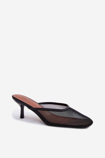 Zapatillas de malla negras con tacones finos Calmio 2