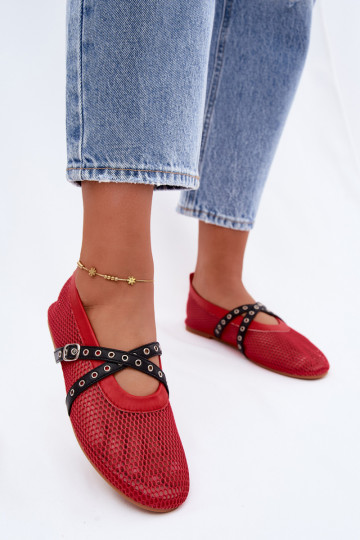 Bailarinas rojas de malla con tiras Salliroe