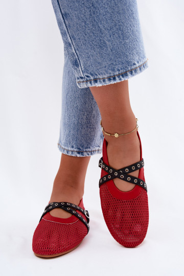 Bailarinas rojas de malla con tiras Salliroe 2