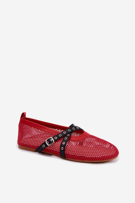 Bailarinas rojas de malla con tiras Salliroe