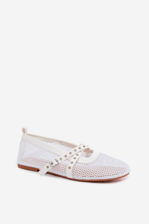 Bailarinas de malla con tirantes en blanco Salliroe
