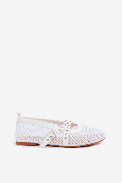 Bailarinas de malla con tirantes en blanco Salliroe