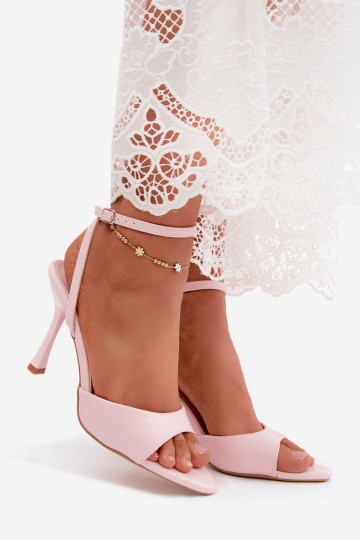 Sandalias rosas de mujer con tacones finos de cuero sintético Palmer 2