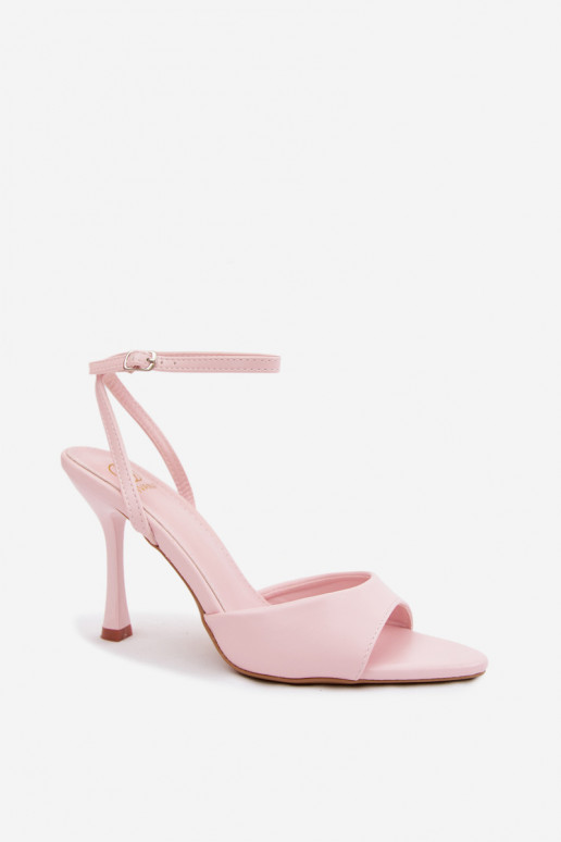 Sandalias rosas de mujer con tacones finos de cuero sintético Palmer