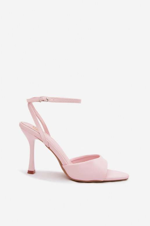 Sandalias rosas de mujer con tacones finos de cuero sintético Palmer