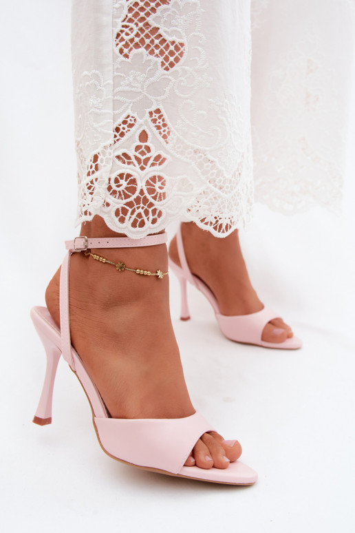 Sandalias rosas de mujer con tacones finos de cuero sintético Palmer
