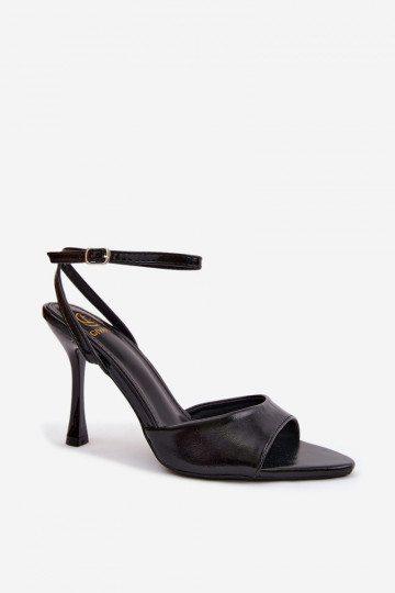 Sandalias negras de mujer con tacones finos de cuero sintético Palmer 2